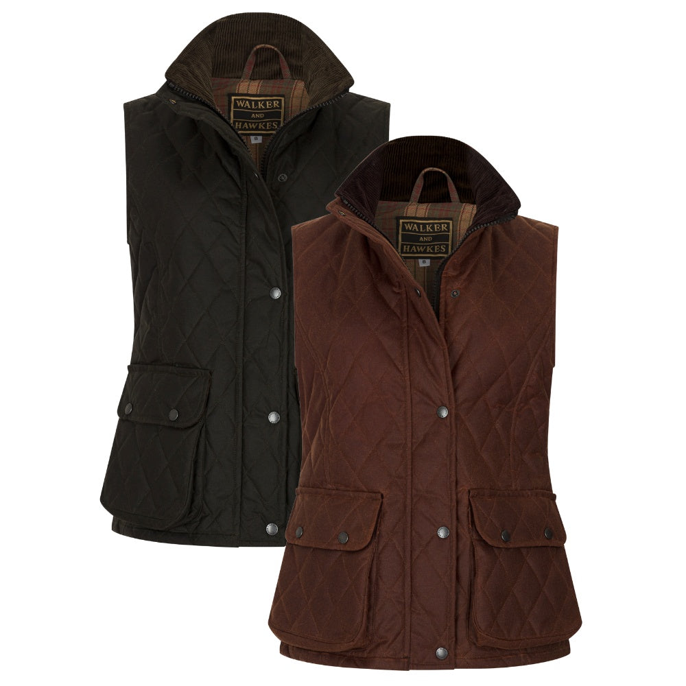 Walker & Hawkes Ladies Wax Diamond Quilted Haxby Gilet