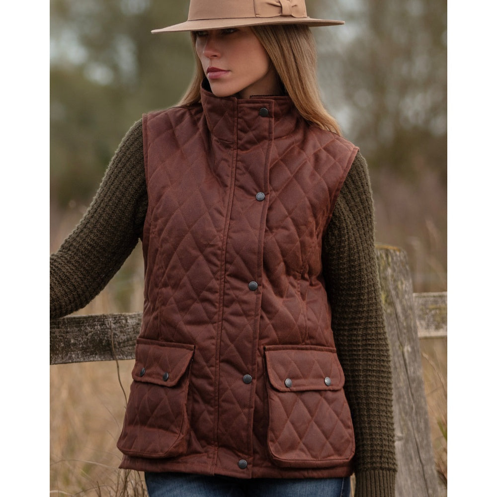 Walker & Hawkes Ladies Wax Diamond Quilted Haxby Gilet