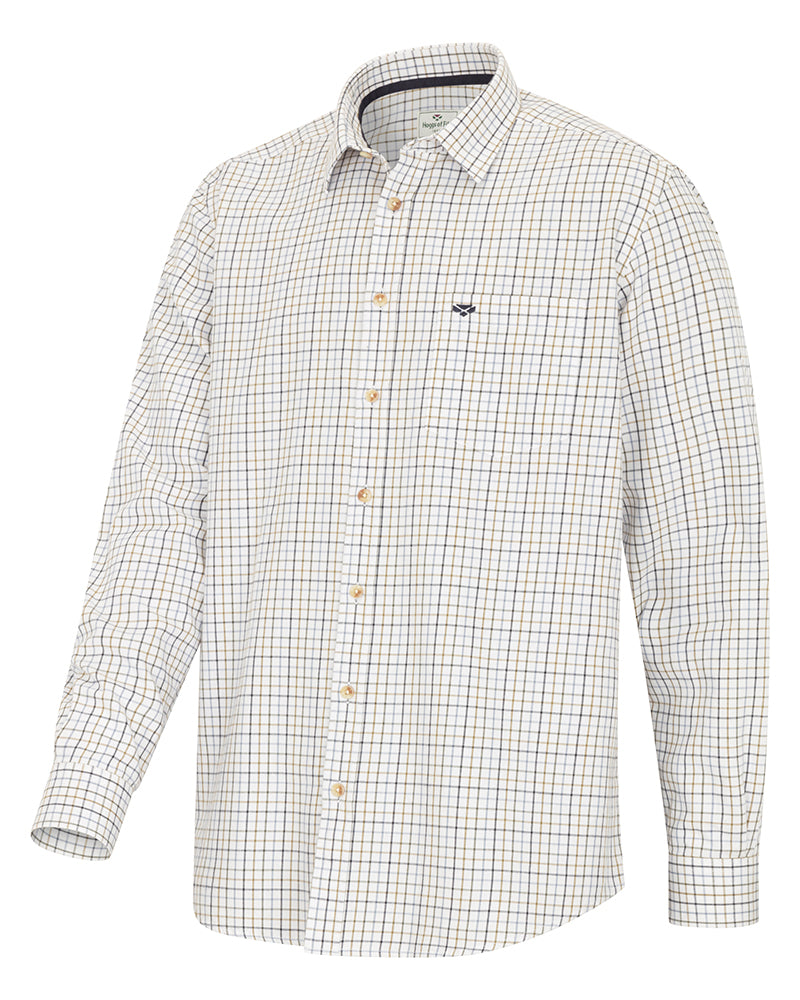 Hoggs of Fife Inverness Cotton Tattersall Shirt (Navy/Brown/White)