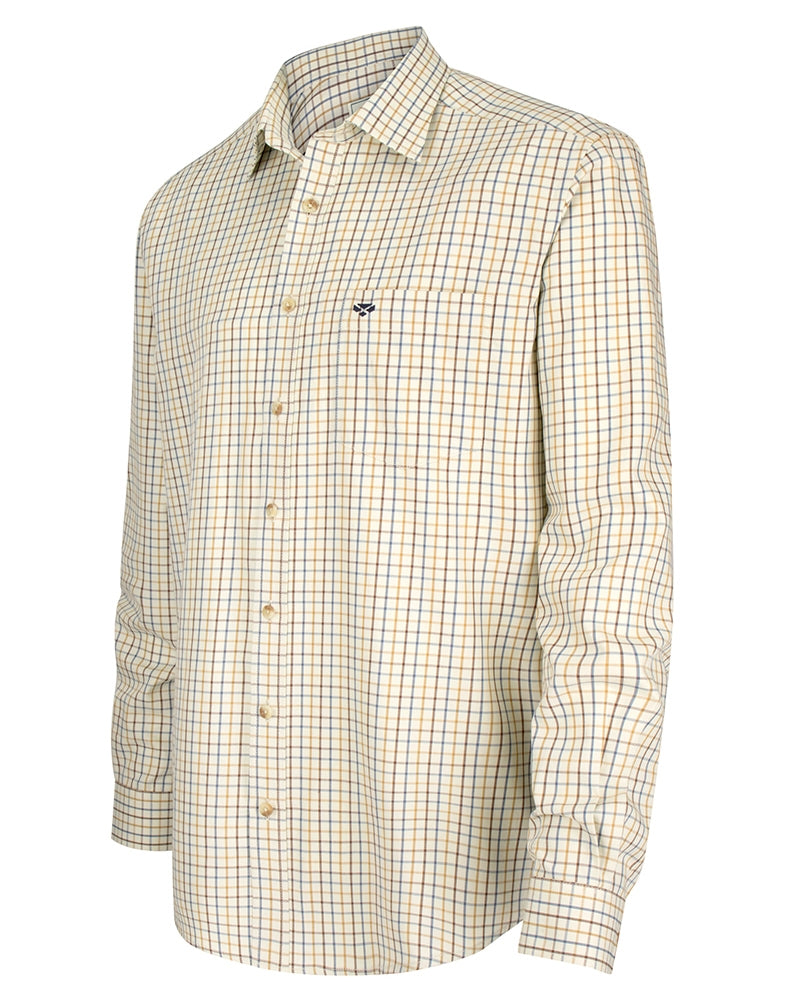 Hoggs of Fife Inverness Cotton Tattersall Shirt (Brown/Gold/Navy)